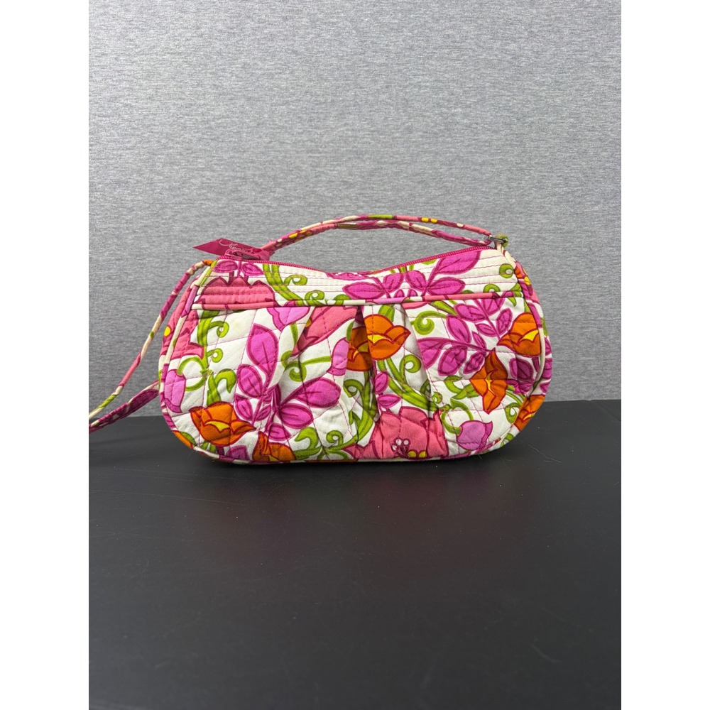 Vera Bradley Lilli Bell Frannie Small Floral Quilted Pink Orange Mini Purse